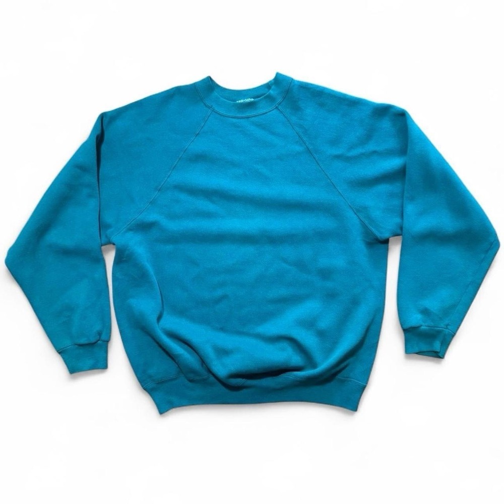 Vintage 90s Teal Basic Plain Pullover Essential Crewneck Sweater